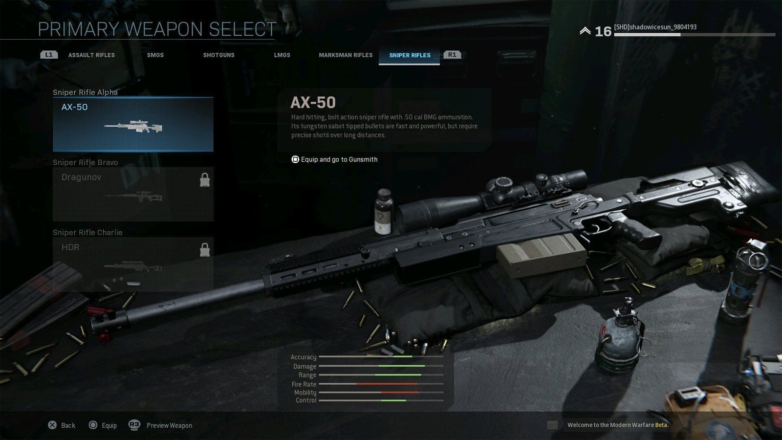 Assets for the AX-50 on Warzone
